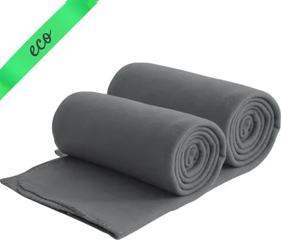 Obrázek produktu pro Sada 2 eko fleecových přikrývek ze 100% recyklovaného materiálu 130x160 cm cca 400 g - tmavě šedá těžká s antipillingem a osnovním okrajem tmavě šedá