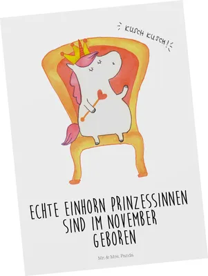 Produktbild von Mr. & Mrs. Panda Postkarte November - Weiß - Geschenk, Monat, Grußkarte, Ansichtskarten, bildkarte, Geburtstagsgeschenk, Prinzessin, Postkarten, Ansichtskarte, Unicorn