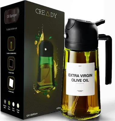 Obrázok produktu pre Sprej na olej 470 ml, 2-in-1 dávkovač oleja, nerezová oceľ, na varenie a horúci vzduch