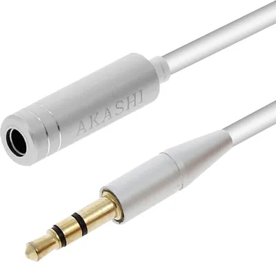 Immagine prodotto di Cavo audio 3,5 mm / cavo jack 3,5 mm, maschio/femmina, 1 m da Akashi - Bianco