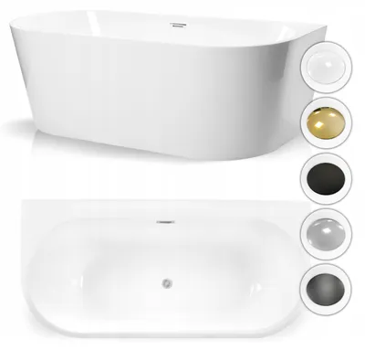 Produktbild von Corciano Vorwandbadewanne Pari 170x80 cm | Freistehende Badewanne für Wandmontage | Inkl. Ab- & Überlaufgarnitur in Wunschfarbe | Acryl Weiß