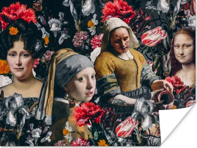 Produktbild von MuchoWow® Poster Kunst - Blumen - Collage 120x90 cm - Wandbild