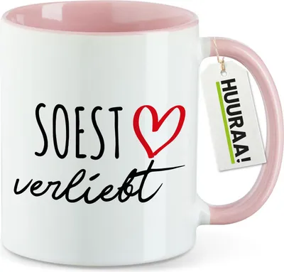 Produktbild von Huuraa Kaffeetasse Soest verliebt 330ml Rosa Keramik Kaffeebecher Geschenkidee