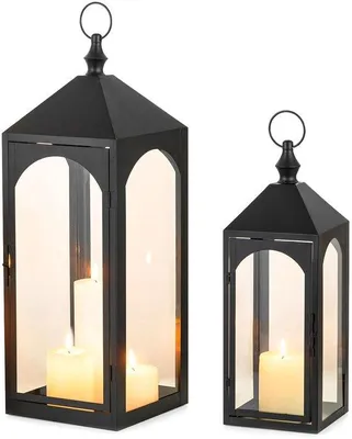 Image de Lampe en verre - Lot de 2 - noir - métal