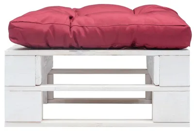 Image de vidaXL Pouf de jardin en palettes avec coussin, rouge et blanc