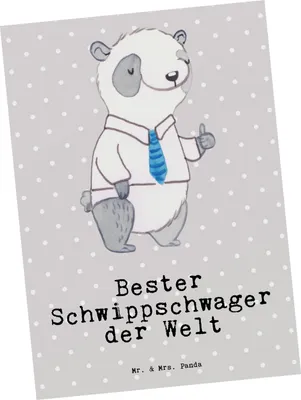 Produktbild von Mr. & Mrs. Panda Postkarte Panda Bester Schwippschwager der Welt - Grau Pastell - Geschenk, Familie, Grußkarte, Fotokarte, Ansichtskarte, Schwipschwager, Ansichtskarten