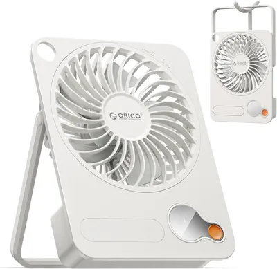 Produktbild von ORICO DoFan USB Tischventilator mit 3200 RPM, 3600mAh Akku & LED Nachtlicht, 180° Flexibler Halterung für Wand & Tisch, 3 Geschwindigkeiten, für Büro