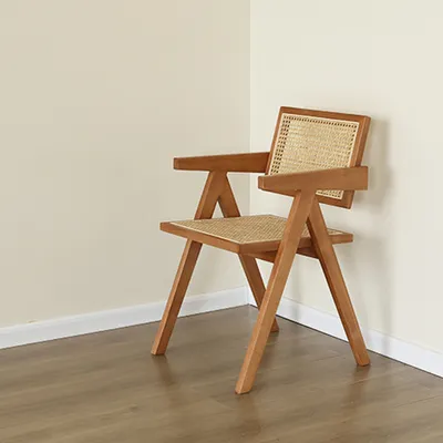 Produktbild von 360Home Massivholz Esszimmerstuhl Vintage Lounge Stuhl 2-teiliges Set Hellbraun