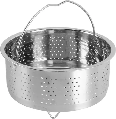 Produktbild von Dampfkorb aus Edelstahl mit Griff, Zuckerentferner, Reiskochereinsatz, Dampfeinsatz für Lebensmittel, Eier, Gemüse, Obst, 16,5 cm / 6,5 Zoll