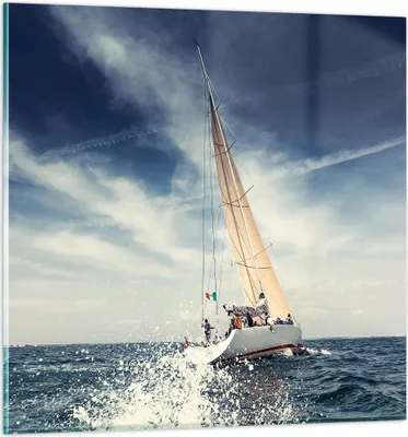 Produktbild von Bilder auf glas - Segeln Yacht Reise - 50x50cm - Glasbilder - Wandbilder - Kunstdruck - zum Aufhängen bereit - Wanddekoration aus Glas - Glas Bilder - Wandbild auf Glas - Einteilig - GAC50x50-2797