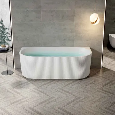 Produktbild von Belvit Badewanne halbfreistehend & freistehend aus Acryl – Eckbadewanne oder oval, Links, Mittig & Rechts, 180x80 - 170x78 cm, mit Ablaufgarnitur