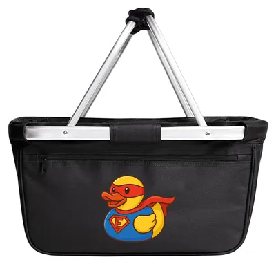 Produktbild von Huuraa Einkaufskorb Quietscheente Superheld Gummiente Hero 20 Liter Black faltbarer Tragekorb Geschenkidee