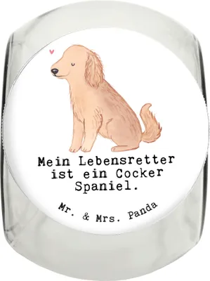 Produktbild von Mr. & Mrs. Panda Futterdose Cocker Spaniel Lebensretter L 870ml - Weiß - Geschenk, Englische Cockerspaniel, glasbehälter, Dose, Keksdose, Vorratsbehälter, Dekoglas