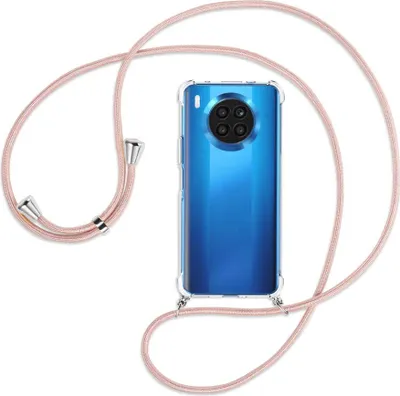 Produktbild von Handykette Backcover-Schutzhülle mit Band (Metall silberfarben) für Huawei nova 8i / Honor 50 Lite - roségold