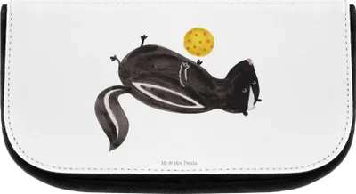 Produktbild von Mr. & Mrs. Panda Schminktasche Stinktier Ball - Weiß - Geschenk, Wildtier, klein, Weisheit, kosmetiktäschchen, Skunk, Kulturbeutel, Stinker, Raubtier, Waschbeutel
