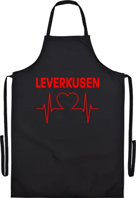Produktbild von multifanshop Grillschürze - Leverkusen - Herzschlag, schwarz, Größe one size