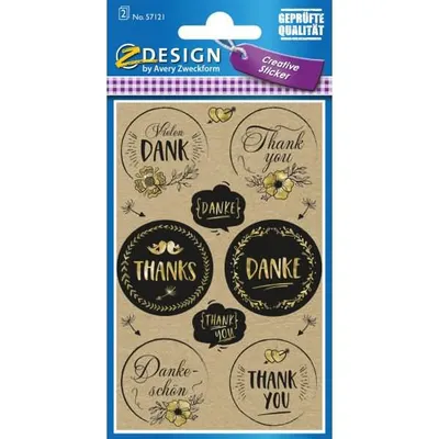 Produktbild von AVERY Zweckform ZDesign CREATIVE Geschenke-Sticker "DANKE" 2 Blatt à 13 Etiketten