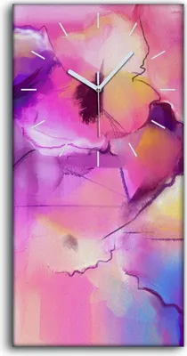 Produktbild von Wohnzimmer-Bild Leinwand Uhr Geräuschlos Kunstdruck 30x60 Kunst Abstrakte Blumen - weiße Hände