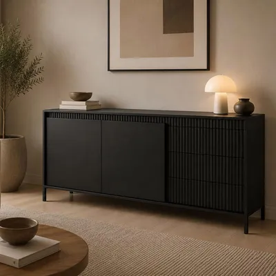 Immagine prodotto di Hatomo - Credenza, 154x40x81h cm Beige, 3 Cassetti