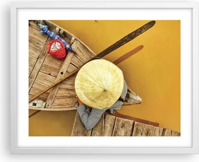 Produktbild von Gerahmtes Poster - Weißer Rahmen - Asiatisch Boot Brücke - 50x40 cm - Wand Bild - Wanddeko - Wandbilder - Kunstposter - Wandposter - Bilderrahmen - Bilder - Kunstdruck - P2WAA50x40-4844
