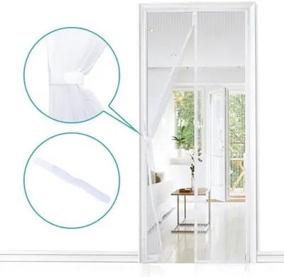 Produktbild von Apalus Fliegengitter Tür, Magnet Insektenschutz 90x210cm, Der Magnetvorhang Ist Ideal Für Die Balkontür, Kellertür und Terrassentür, Kinderleichte Klebemontage Ohne Bohren, Nicht Kürzbar, Weiß