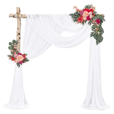 Productafbeelding van Bruiloftsbogen gordijn - Transparante stof voor achtergronddecoratie - Wit - 70x600 cm