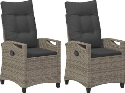 Image de vidaXL Chaise de jardin 2 pièces Gris et gris foncé 56 x 60 x 112 cm