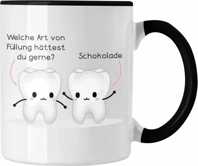 Produktbild von Trendation - Zahnarzt Zahnmedizinische Fachangestellte Tasse Geschenk Lustig Praxis Geschenkidee Zahnarzthelferin Zahntechniker Zahnärztin Lustiger Spruch (Schwarz)