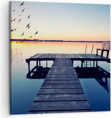 Produktbild von Bild auf Leinwand - Leinwandbild - See Brücke - 60x60cm - Wand Bild - Wanddeko - Wandbilder - Leinwanddruck - Bilder - Kunstdruck - Wanddekoration - Leinwand bilder - Wandkunst - AC60x60-3698