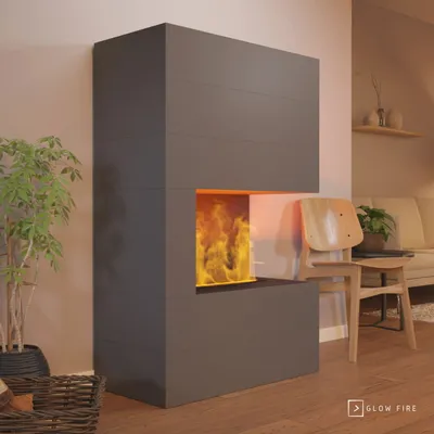 Produktbild von GLOW FIRE Elektrokamin 'Tucholsky Right Corner' | Wasserdampf Kamin mit OMC 500 ohne Holz in schwarz | HxBxT: 140x90x45 cm