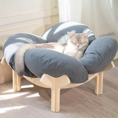 Obrázek produktu pro Kočičí pelíšek, průměr 55 cm, ve tvaru květiny, s měkkou podložkou, určený k odpočinku
