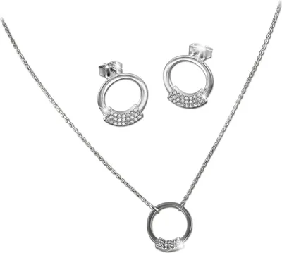 Produktbild von SilberDream Zirkonia Set Kette Anhänger Ohrringe Silber weiß Damen GSS403W