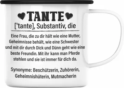 Produktbild von Trendation - Beste Tante Geschenk Emaille Tasse Lustig Spruch Beste Tante der Welt Geschenkidee von Nichte (Schwarz)