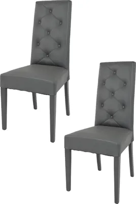 Produktbild von t m c s Tommychairs - 2er Set Moderne Stühle CHANTAL für Küche und Esszimmer, robuste Struktur aus lackiertem Buchenholz Farbe Dunkelgrau, gepolstert und mit dunkelgrauem Kunstleder bezogen