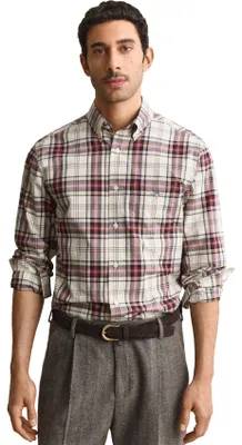 Produktbild von GANT Herren Hemd gestreift beige normale Passform Buttondown-Kragen Langarm mit Brusttasche 100% Baumwolle