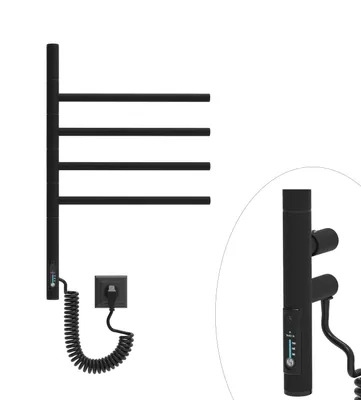 Produktbild von Elektrischer Badheizkörper 62x40 cm 180°С Handtuchtrockner mit 4 Klapparmen Schwarz Stahl timer 3h 57W
