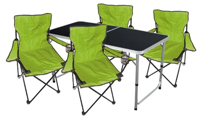 Image de set de meubles de camping 5 pièces Lime Table réglable en hauteur avec sac