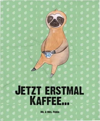 Produktbild von Mr. & Mrs. Panda Babydecke Faultier Kaffee - Tropengrün - Geschenk, Fleecedecke, Erstlingsdecke, Kinderwagendecke, Coffee, Schlummerdecke, Kaffeetasse, Plaid