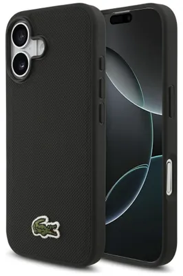Produktbild von Hülle iPhone 17 Lacoste Iconic Petit Pique schwarz Logo Magsafe