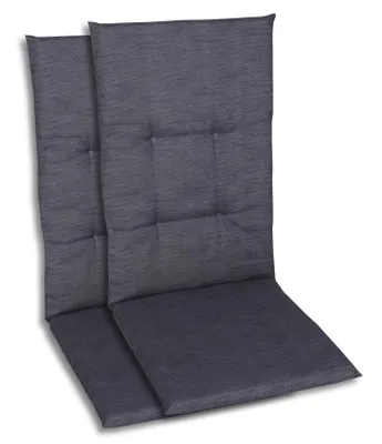 Produktbild von GO-DE Textil, Sesselauflage Hochlehner, 2er Set, Farbe: grau, Maße: 118 cm x 48 cm x 5 cm, Rueckenhoehe: 70 cm