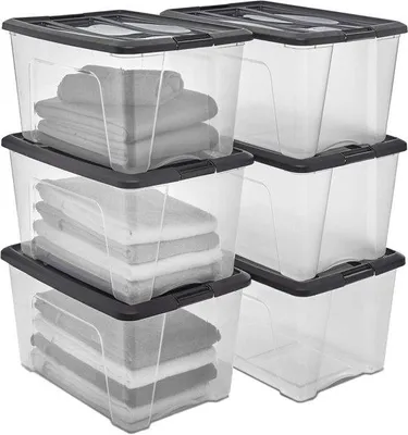 Produktbild von Stapelbare Aufbewahrungsboxen 45 l, 6er-Set, schwarz