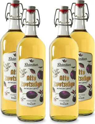 Produktbild von Raunikar - 4er Set Alte Zwetschge Schnaps 4x 1L (38% Vol)- [Enthält Sulfite]