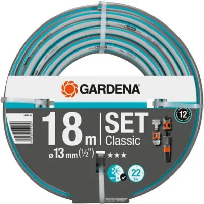 Immagine prodotto di Set di tubi Classic GARDENA, 18 m, con parti del sistema e irroratore, 1800742