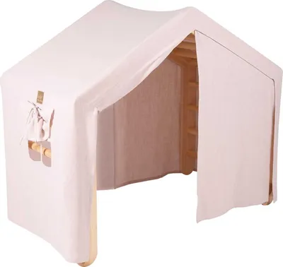 Obrázok produktu pre MeowBaby® Veľký domček so skladacím detským rebríkom 112x61x94 cm do izby. Drevo, ľan, bavlna, ružový domček, prírodný rebrík