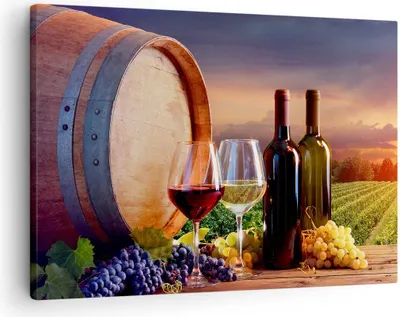Produktbild von Bild auf Leinwand - Leinwandbild - Wein Weinberg Sommer - 70x50cm - Wand Bild - Wanddeko - Leinwanddruck - Bilder - Kunstdruck - Wanddekoration - Leinwand bilder - Wandkunst - AA70x50-4125