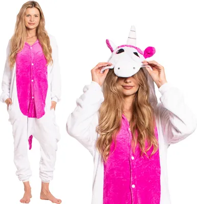 Produktbild von Nikcorp Jumpsuit Pyjama Damen Kinder Onesie Einhorn Rosa M