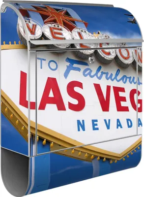 Zdjęcie produktu dla banjado design skrzynka na listy stalowa srebrna z przegrodą na gazety malowana proszkowo "Las Vegas" 38x46x12,5cm & 2 klucze - Skrzynka pocztowa A4 z materiałem montażowym [BK 10127]
