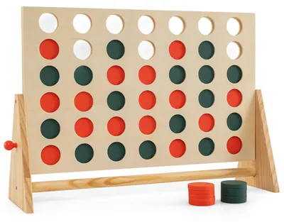 Produktbild von COSTWAY Vier Gewinnt aus Kiefernholz, Jumbo 4 Gewinnt mit 42 Spielsteine, Vier in Einer Reihe Spiel, Brettspiele Montessori für Indoor & Outdoor