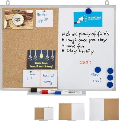 Produktbild von Famanu Pinnwand 2-in-1 - Kork- und Magnetboard für Büro, Küche, Schlafzimmer, Café, Schule, Restaurant