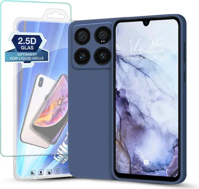Produktbild von Hülle für Xiaomi 14 Pro mit 9H Displayglas Displayschutz Plus Case Cover Bumper Silikon Softgrip Schutzhülle Farbe: Lavendelblau